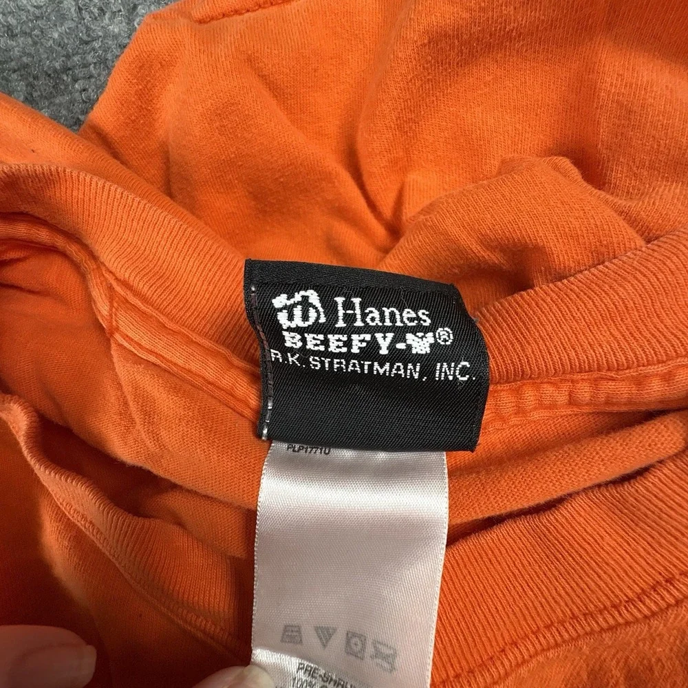 Vintage 90s Y2K Harley Davidson T Shirt L Made In USA Orange Flame R.K. Stratman